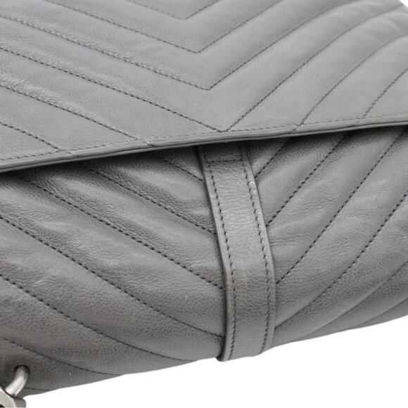 Yves Saint Laurent Monogram College Matelasse Chevron Leather Chain Shoulder Bag - Picture 9 of 13